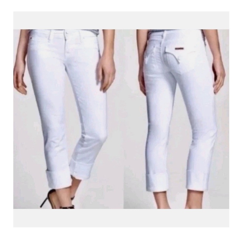 Hudson White Flap Pocket Ginny Crop Straight Leg Jeans Women's Size 30